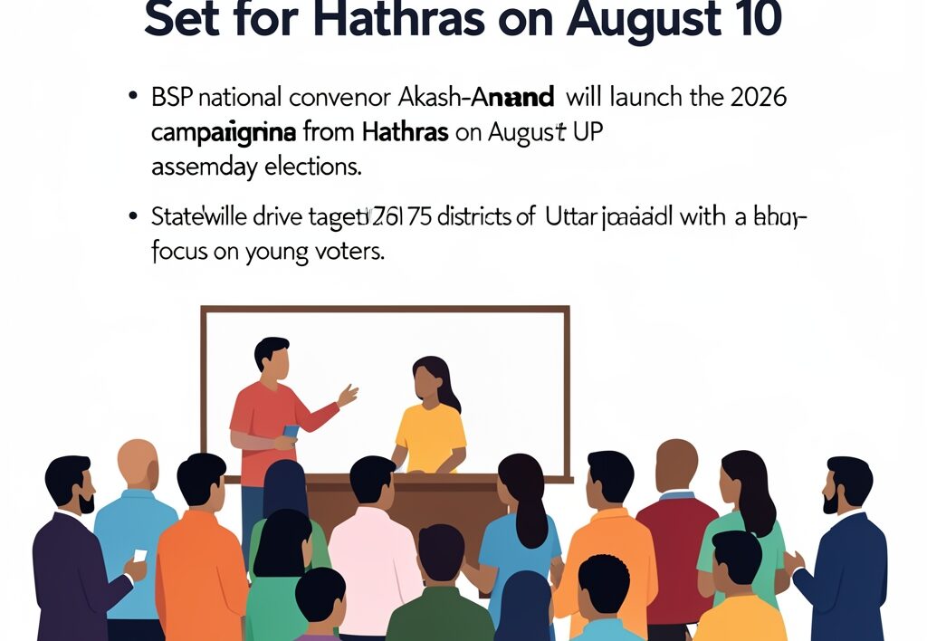 Illustration for Akash Anand BSP campaign: Akash Anand BSP Campaign Launch Set for Hathras on August 10