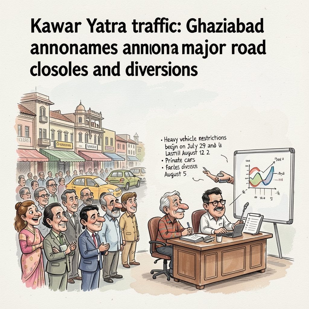 Illustration for Kawar Yatra traffic: Kawar Yatra traffic: Ghaziabad announces major road closures and diversions