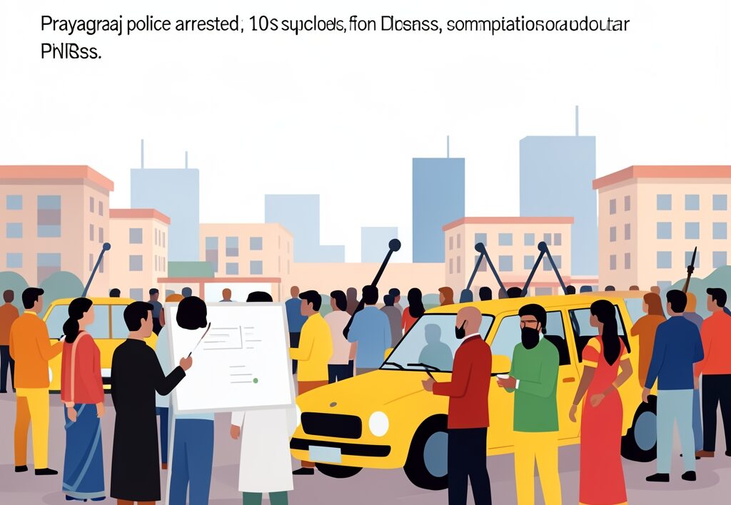 Illustration for Prayagraj protest arrests: Prayagraj protest arrests: 10 held for vandalism as police lodge three FIRs