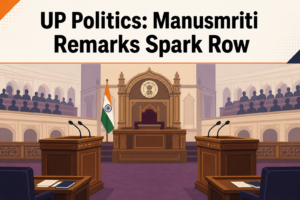 Illustration for Yogi Adityanath remarks on Manusmriti in UP politics