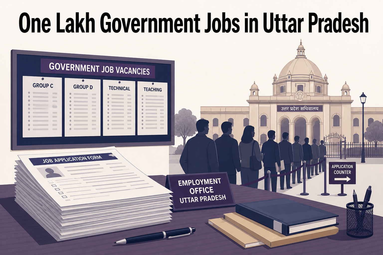 Illustration for Uttar Pradesh government jobs under Mission Rozgar
