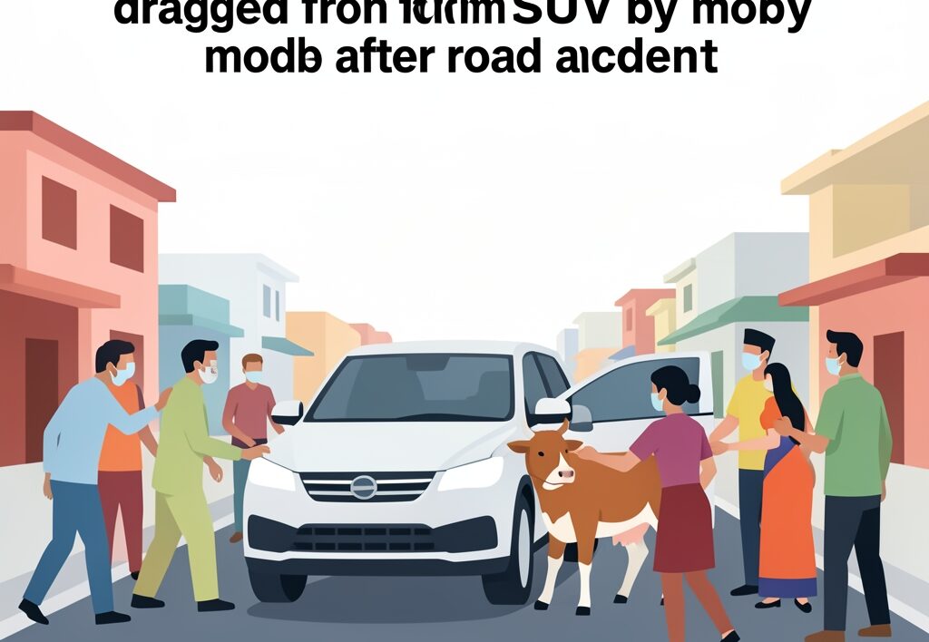Illustration for Badaun doctor assault: Badaun doctor assault: Government physician dragged from SUV by mob after road accident