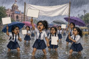 Gen Alpha Students Stage Second Protest in Lucknow Over Teacher Shortage Amid Heavy Rain