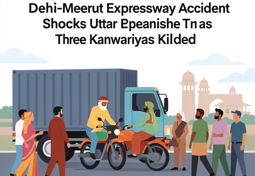 Illustration for Delhi-Meerut Expressway accident: Delhi-Meerut Expressway Accident Shocks Uttar Pradesh as Three Kanwariyas Killed