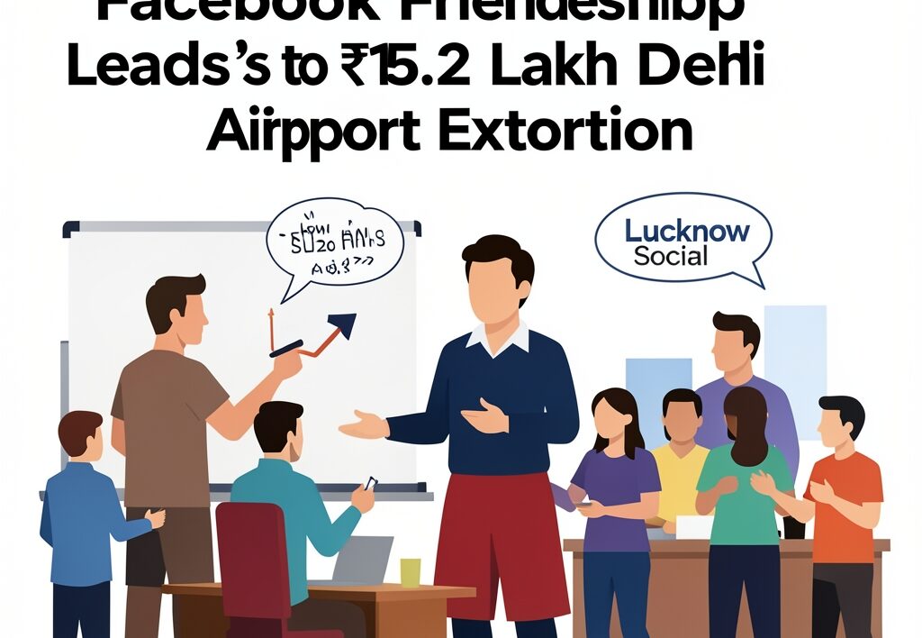Illustration for Gorakhpur cyber scam: Gorakhpur Cyber Scam: Facebook Friendship Leads to ₹15.2 Lakh Delhi Airport Extortion