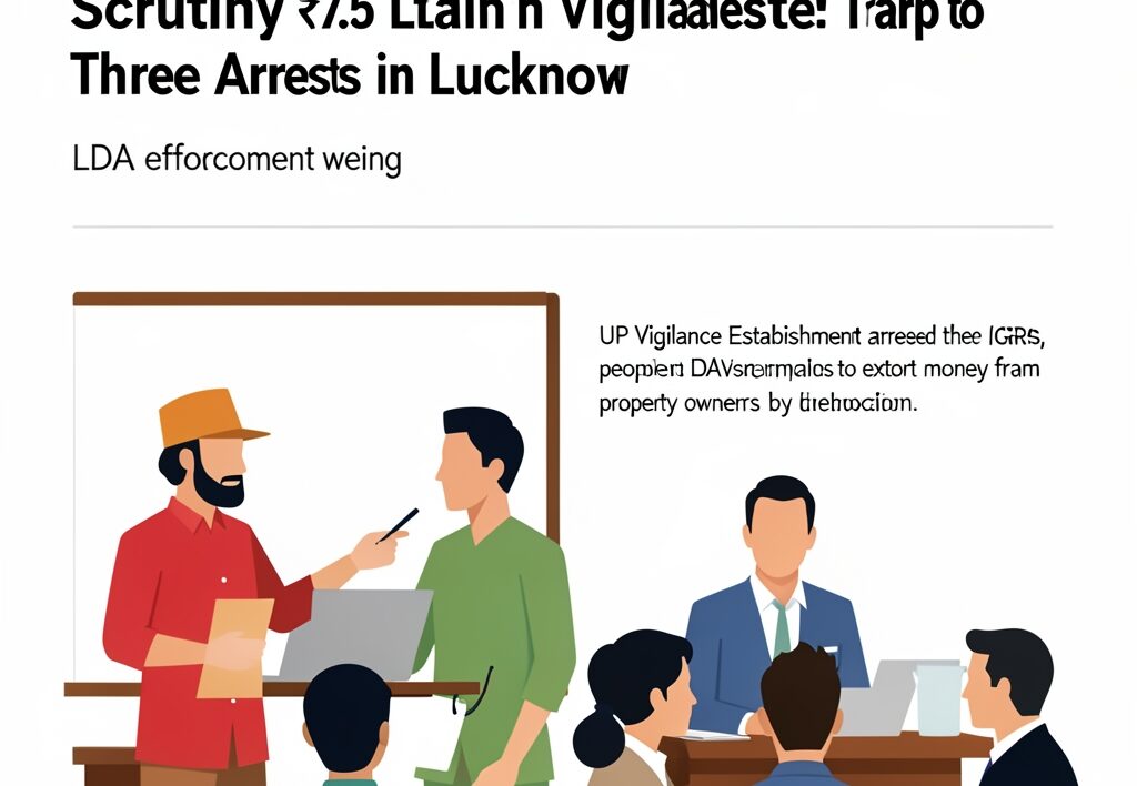 Illustration for LDA enforcement wing: LDA Enforcement Wing Under Scrutiny After ₹7.5 Lakh Vigilance Trap Leads to Three Arrests in Lucknow