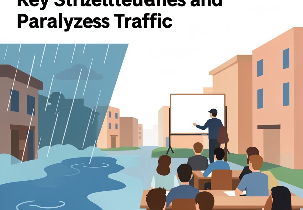Illustration for Lucknow monsoon rain: Lucknow Monsoon Rain Floods Key Stretches and Paralyzes Traffic