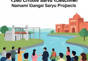 Illustration for Namami Gange projects: Namami Gange Projects Transform Ayodhya Waste Management with ₹260 Crore Saryu Cleanup