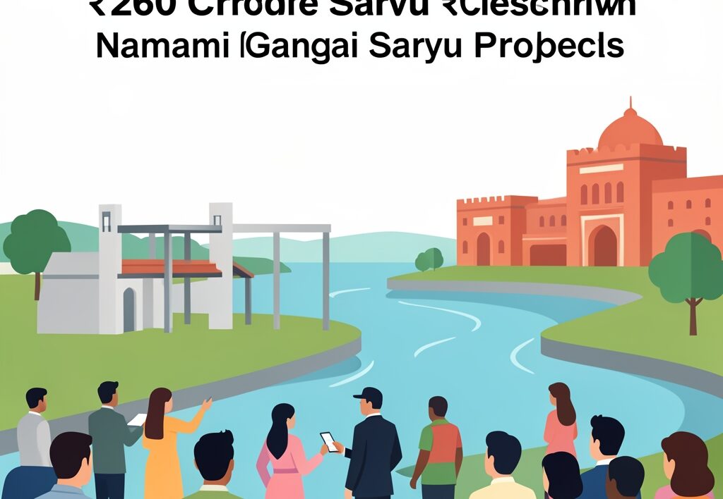 Illustration for Namami Gange projects: Namami Gange Projects Transform Ayodhya Waste Management with ₹260 Crore Saryu Cleanup