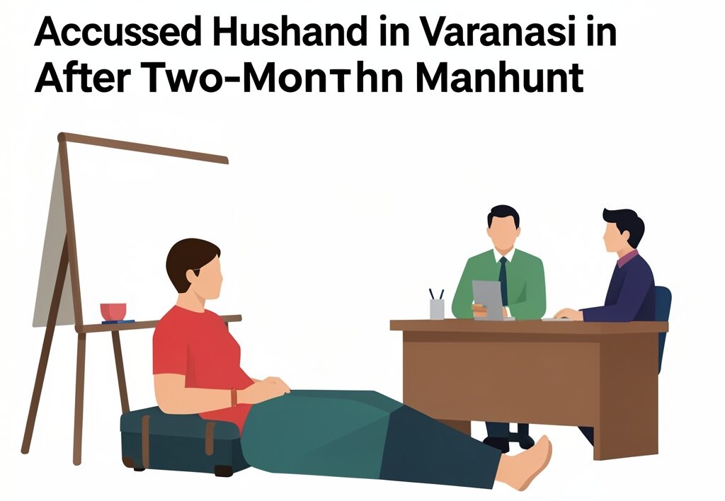 Illustration for Silvassa suitcase murder: Silvassa Suitcase Murder: UP STF Nabs Accused Husband in Varanasi After Two-Month Manhunt