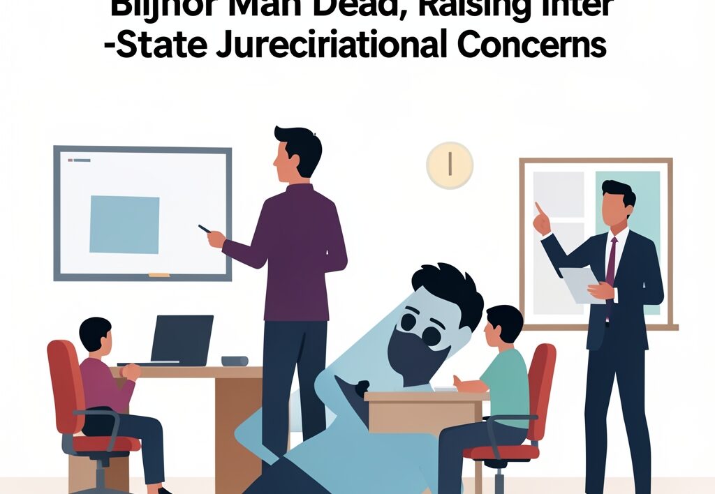 Illustration for UP Police raid: UP Police Raid in Gurugram Leaves Bijnor Man Dead, Raising Inter-State Jurisdictional Concerns
