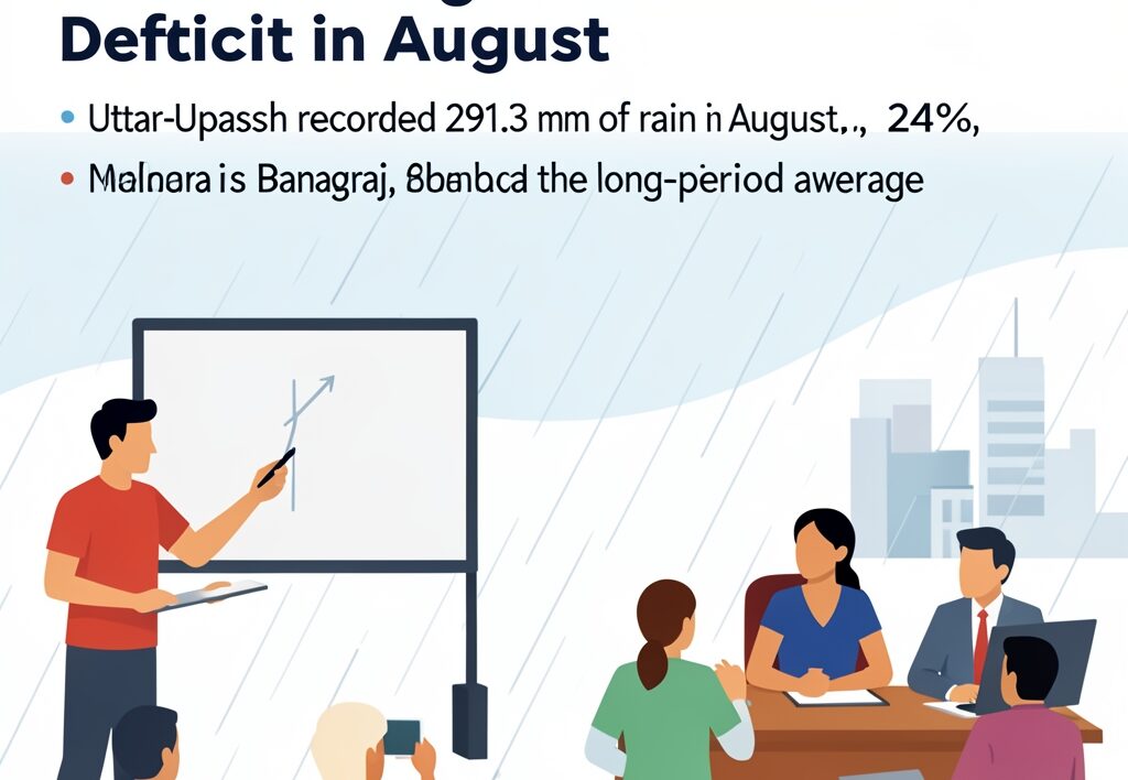 Illustration for Uttar Pradesh monsoon weather: Uttar Pradesh Monsoon Weather Swings From Deluge to Deficit in August