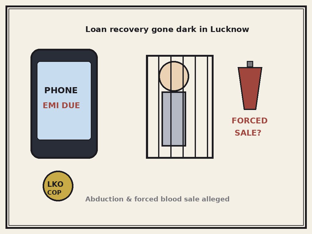 Loan recovery abduction forced blood sale Lucknow editorial cartoon