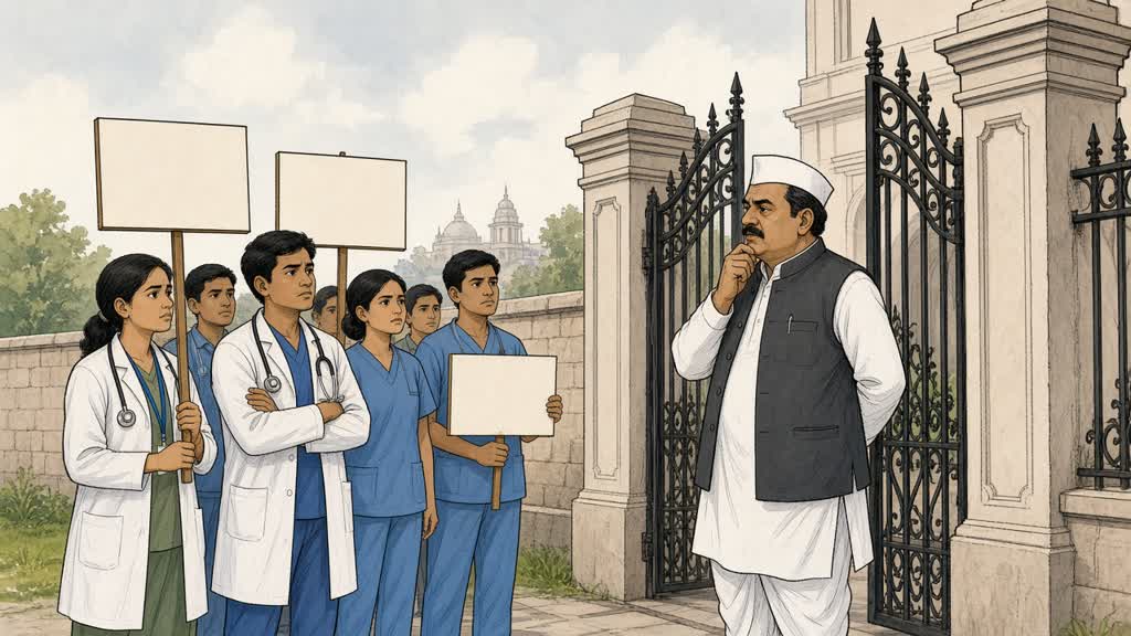 Protests Outside Dy CM Pathak’s Residence Over Stipends, Pharmacist Posts and Hospital Pay