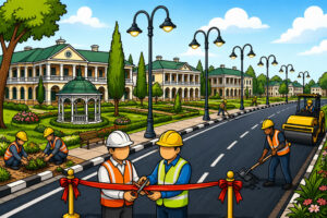 Caricature of Lucknow Cantonment civic works and a new road opening