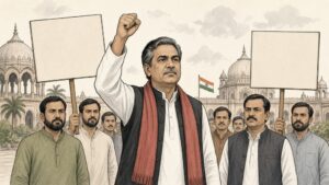 Sanjay Nishad speaking at a public gathering