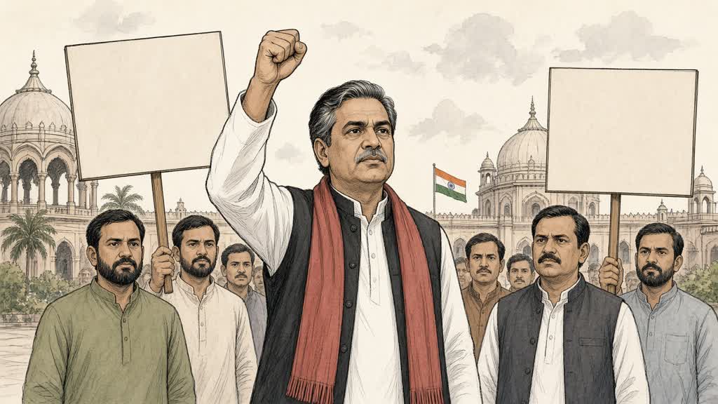 Sanjay Nishad speaking at a public gathering