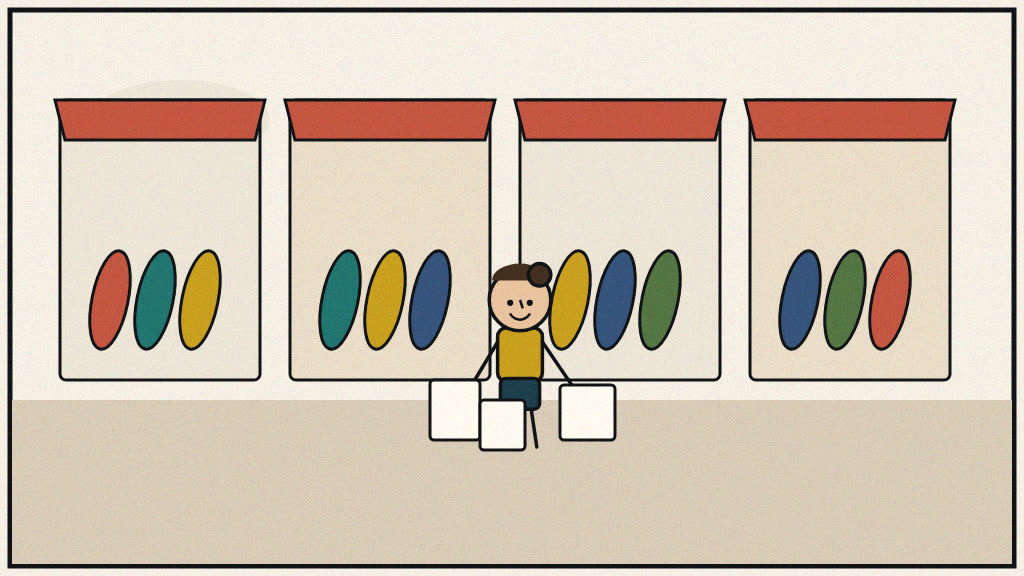 Newspaper editorial cartoon of a shopper navigating Aminabad market lanes