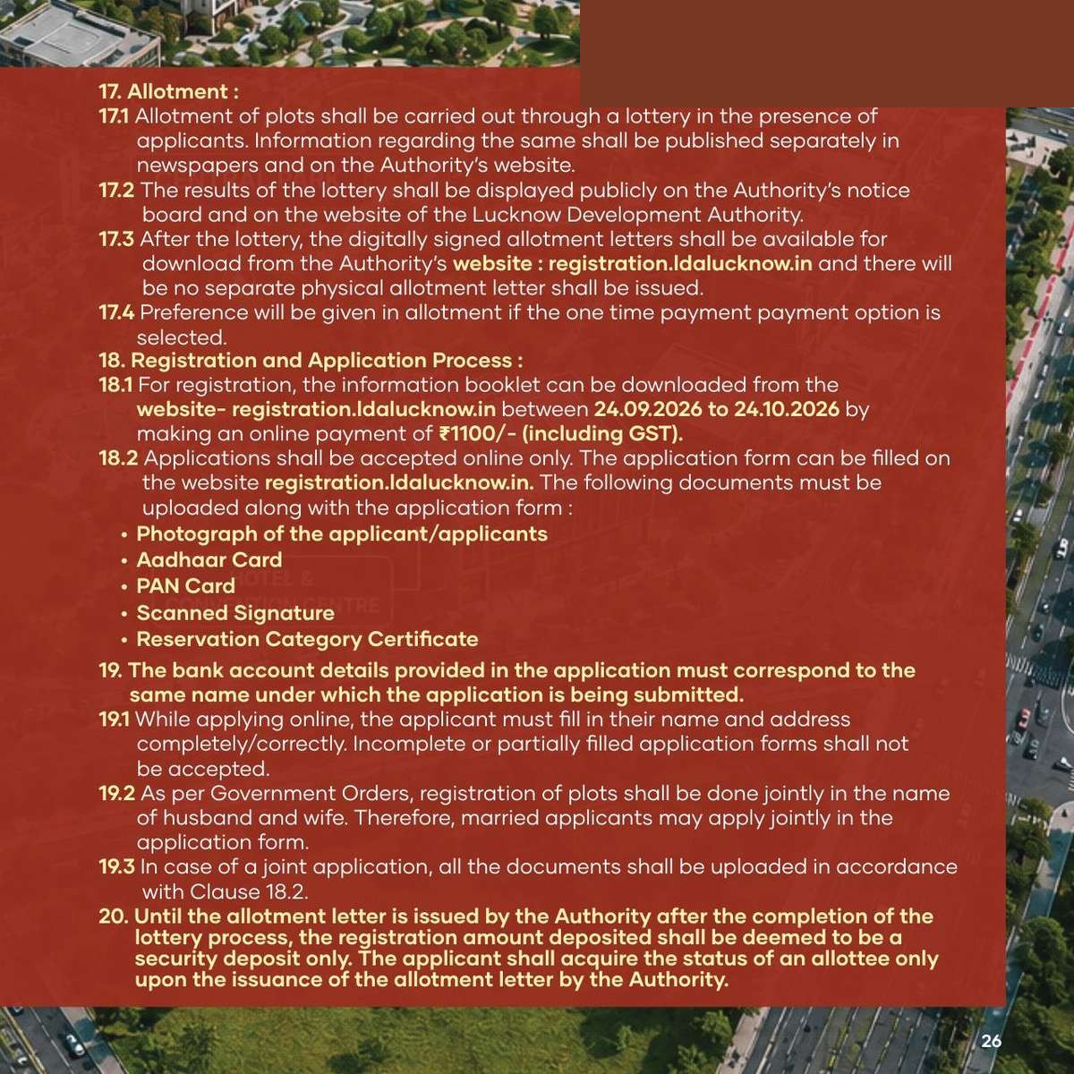 Source: LDA Varun Vihar Information Booklet: Online application documents and process