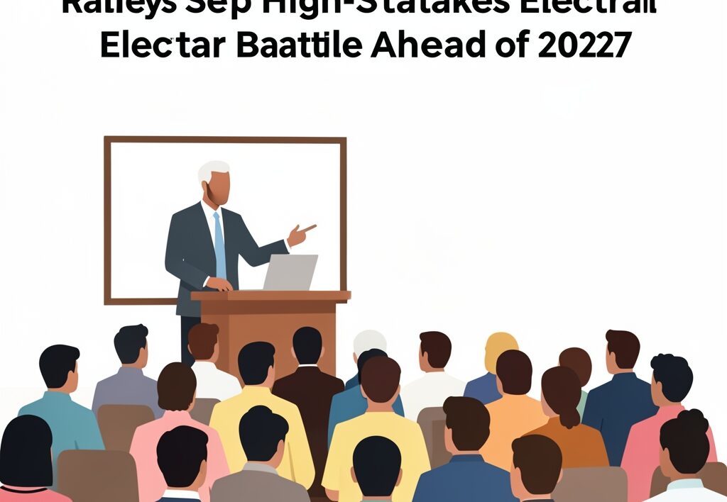 Illustration for Asaduddin Owaisi Uttar Pradesh: Asaduddin Owaisi Uttar Pradesh Rallies Set Up High-Stakes Electoral Battle Ahead of 2027