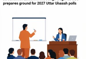 Illustration for BL Santhosh Lucknow meetings: BL Santhosh Lucknow meetings begin as BJP prepares ground for 2027 Uttar Pradesh polls