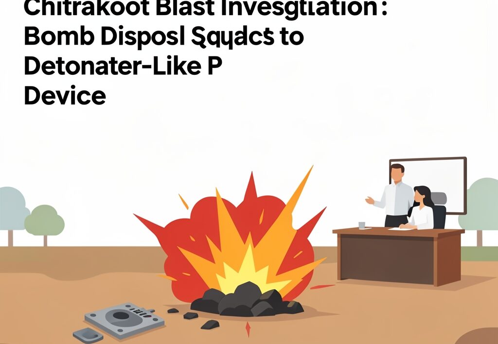 Illustration for Chitrakoot blast investigation: Chitrakoot Blast Investigation: Bomb Disposal Squad Points to Detonator-Like Device
