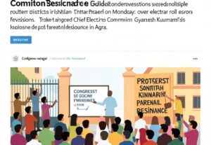 Illustration for Congress protests Uttar Pradesh: Congress Protests Uttar Pradesh Target Chief Election Commissioner's Residence