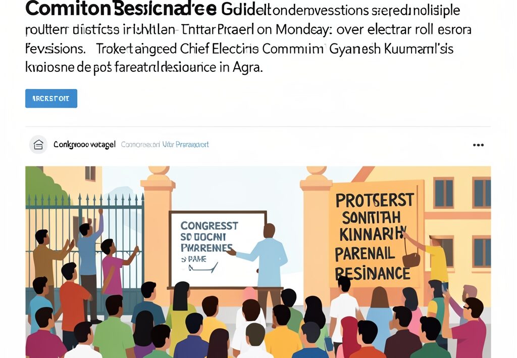 Illustration for Congress protests Uttar Pradesh: Congress Protests Uttar Pradesh Target Chief Election Commissioner's Residence