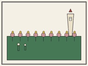 Editorial cartoon of Fragrance Park flower beds near Hussainabad Clock Tower