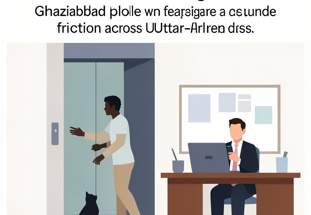 Illustration for Ghaziabad elevator pet dog: Ghaziabad elevator pet dog dispute viral video highlights urban high-rise friction across Uttar Pradesh