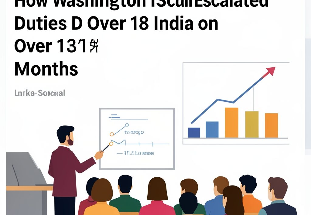 Illustration for India-US tariffs: India-US Tariffs and Russian Oil: How Washington Escalated Duties on India Over 18 Months