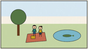 Newspaper editorial cartoon of a picnic near Kukrail nature centre