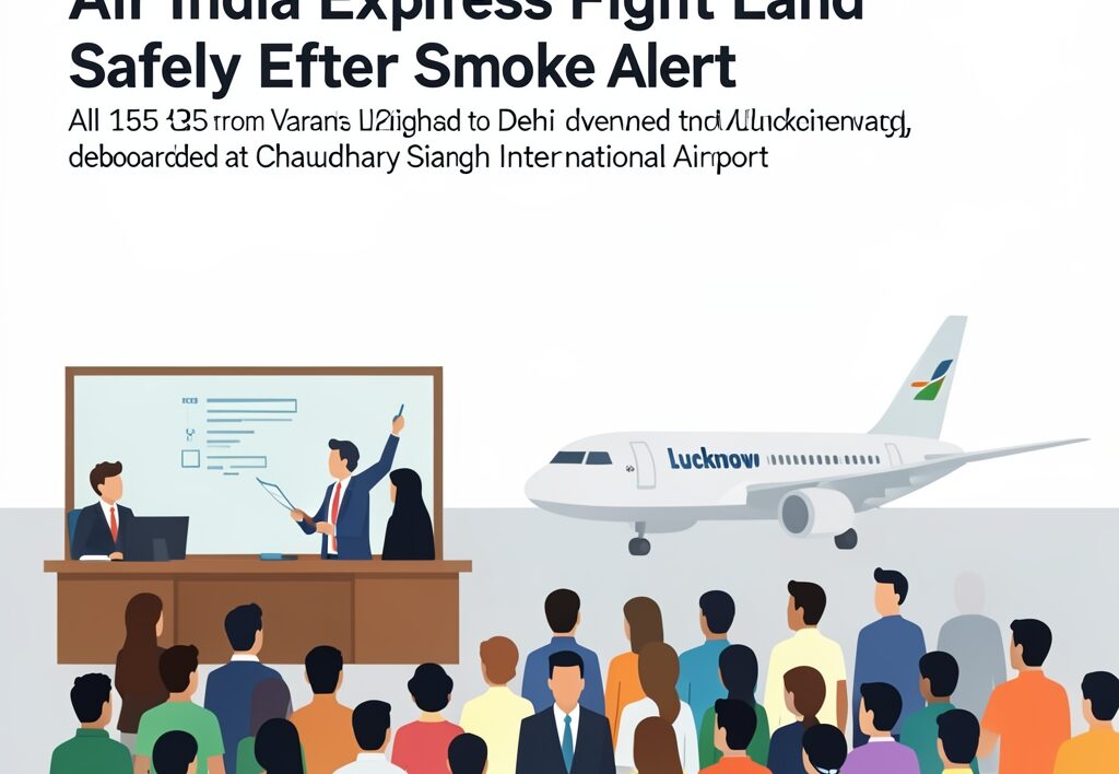 Illustration for Lucknow airport emergency landing: Lucknow Airport Emergency Landing: Air India Express Flight Lands Safely After Smoke Alert