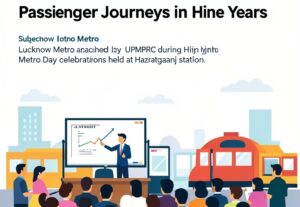 Illustration for Lucknow Metro: Lucknow Metro Clocks 15 Crore Passenger Journeys in Nine Years