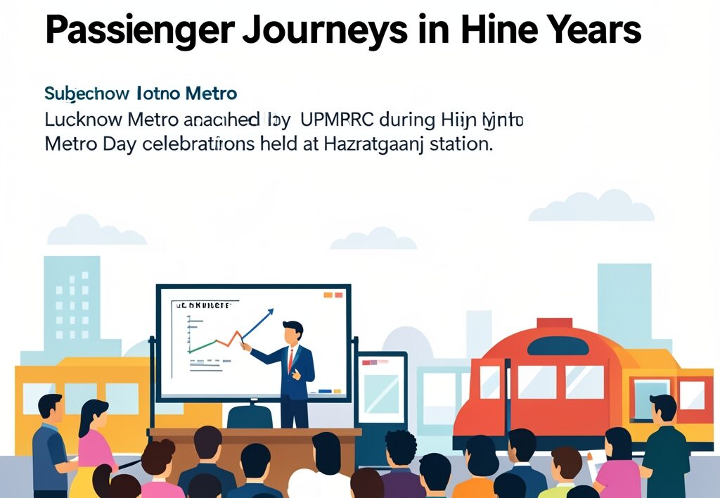 Illustration for Lucknow Metro: Lucknow Metro Clocks 15 Crore Passenger Journeys in Nine Years