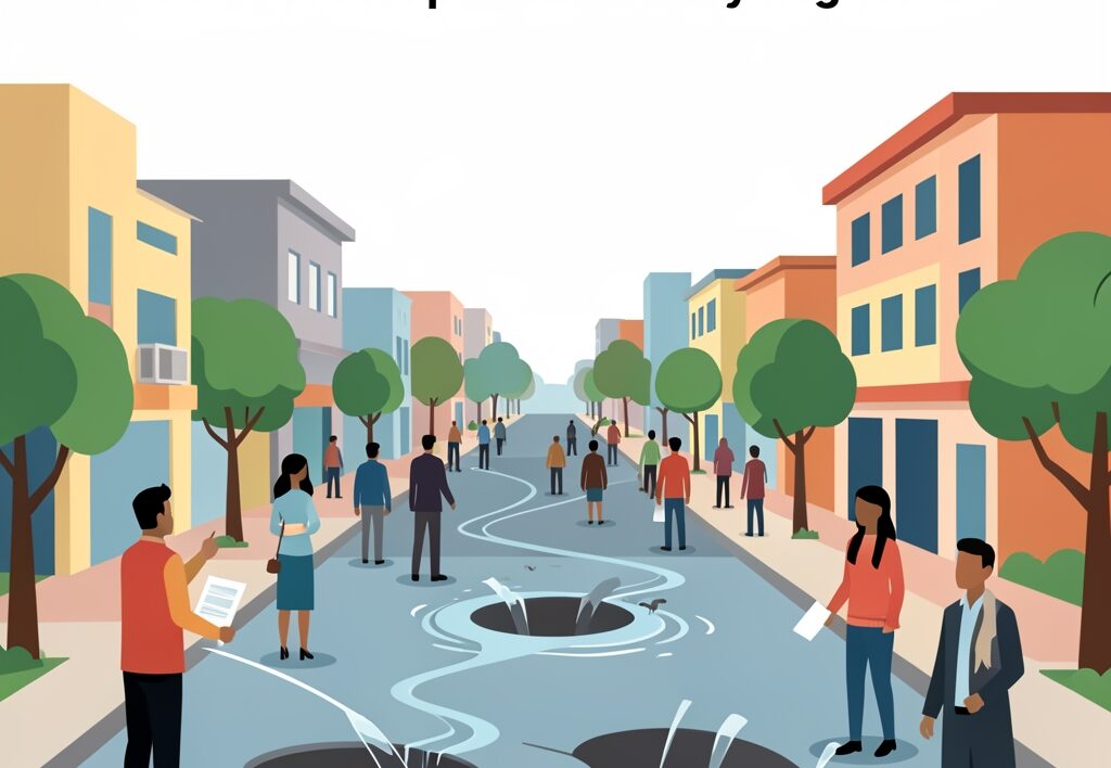 Illustration for Lucknow rain waterlogging: Lucknow rain waterlogging: Cave-ins, potholes, and familiar civic pain across city neighborhoods