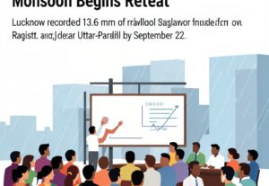 Illustration for Lucknow weather: Lucknow Weather: Daylong Rain as Monsoon Begins Retreat