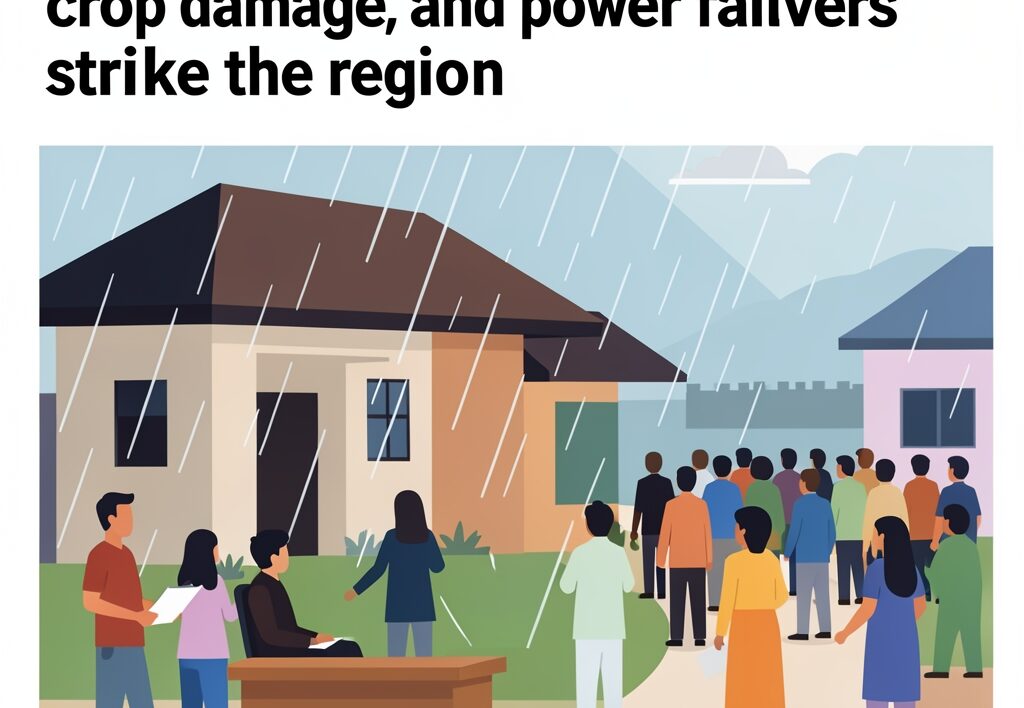 Illustration for Prayagraj rain fury: Prayagraj rain fury: House collapses, crop damage, and power failures strike the region
