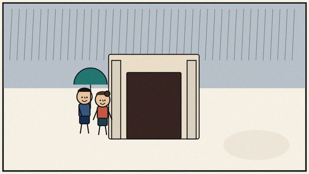 Newspaper editorial cartoon of a rainy-day museum visit in Lucknow
