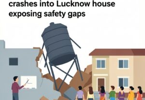 Illustration for Rajajipuram water tank demolition: Rajajipuram water tank demolition debris crashes into Lucknow house, exposing safety gaps