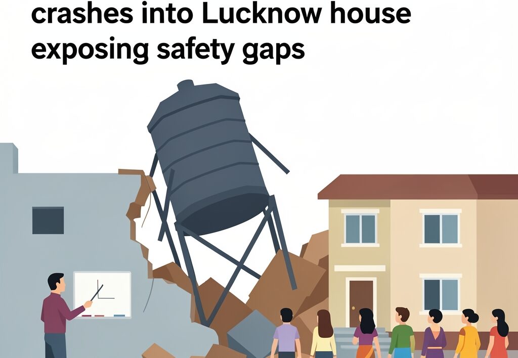 Illustration for Rajajipuram water tank demolition: Rajajipuram water tank demolition debris crashes into Lucknow house, exposing safety gaps