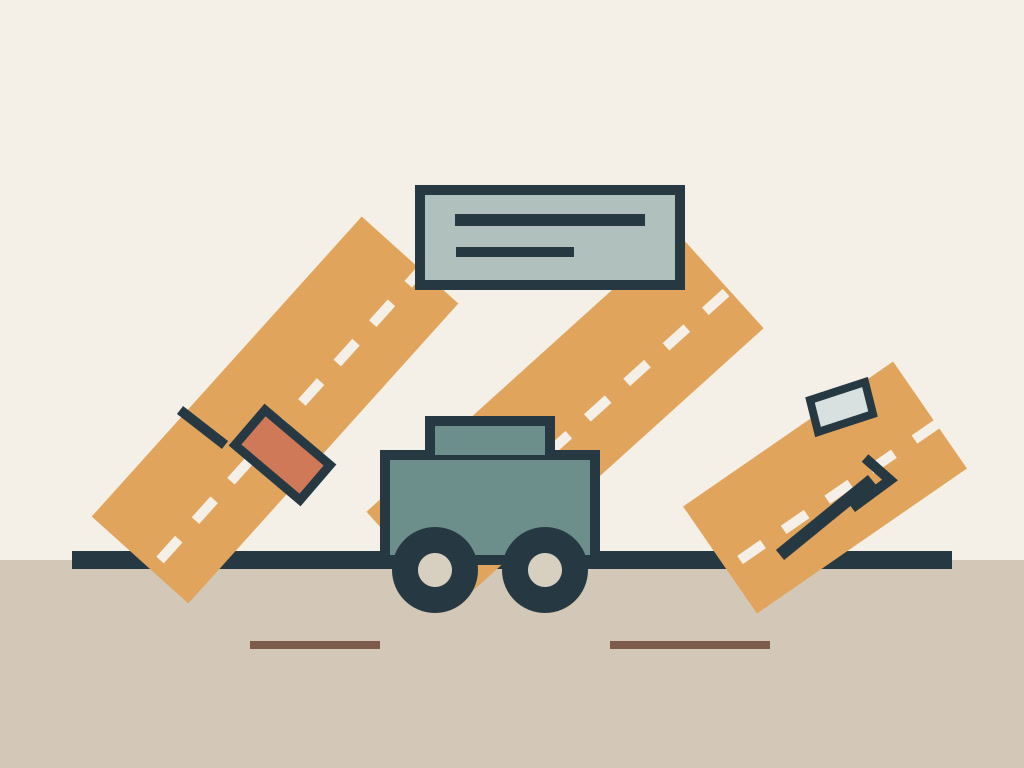 Newspaper editorial cartoon of a heavy truck taking a peripheral diversion route