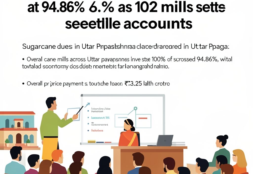 Illustration for Sugarcane dues in Uttar Pradesh: Sugarcane dues in Uttar Pradesh cleared at 94.86% as 102 mills settle accounts