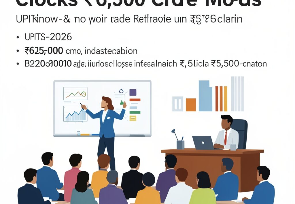 Illustration for UPITS-2026 trade show: UPITS-2026 Trade Show Clocks ₹6,500 Crore in MoUs