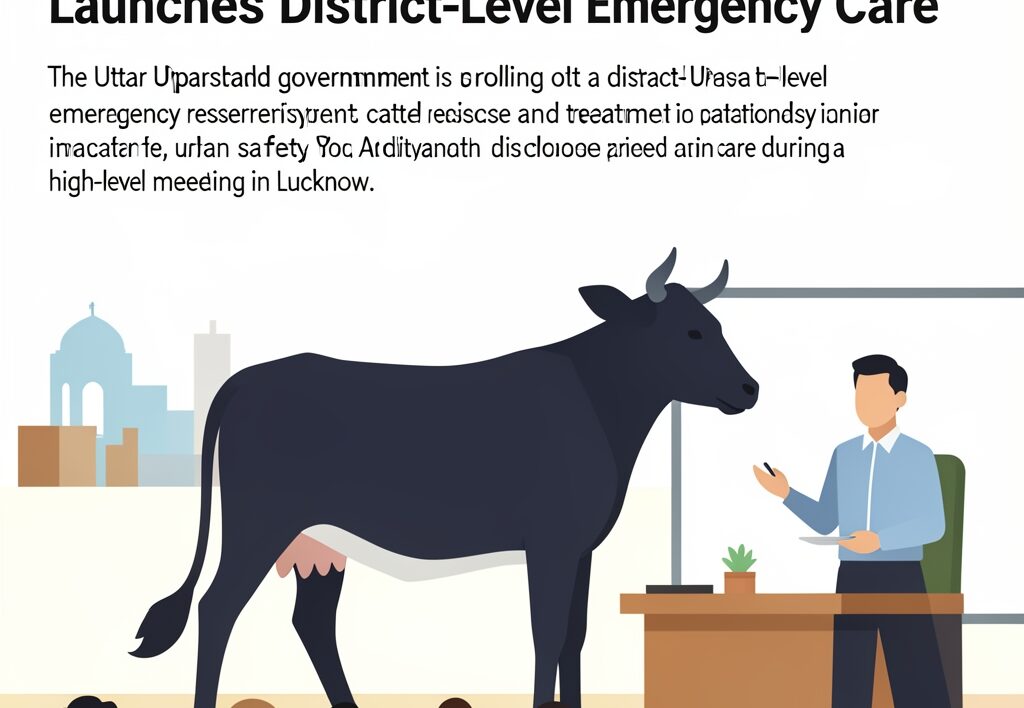 Illustration for Uttar Pradesh cattle rescue: Uttar Pradesh Cattle Rescue System Launches District-Level Emergency Care