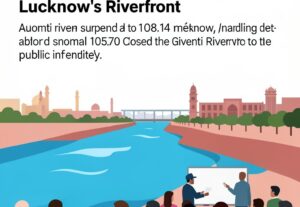 Illustration for Gomti river: Gomti River Swells Eight Feet Above Normal, Swallowing Lucknow's Riverfront