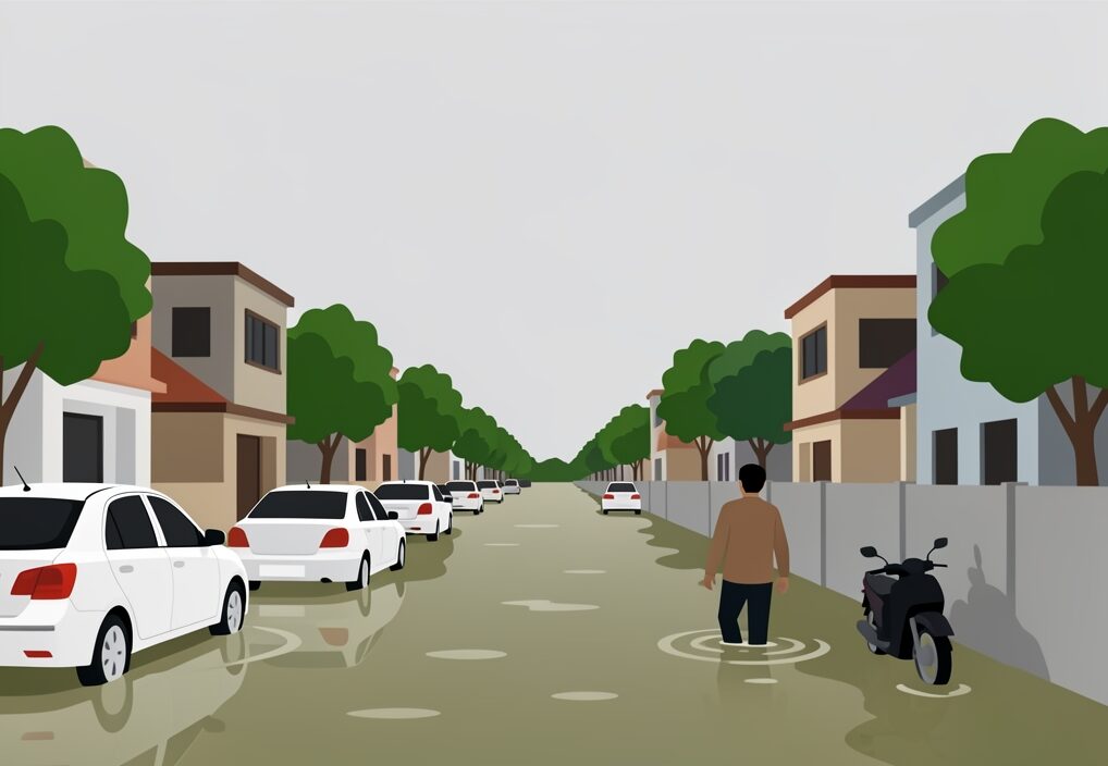Illustration for Gomti water level: Gomti Water Level Drops Upstream, But Lucknow Waterlogging Persists in Low-Lying Neighborhoods