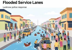 Illustration for Lucknow police response: Lucknow Police Response Steps Up Amid Rising Gomti Waters and Flooded Service Lanes