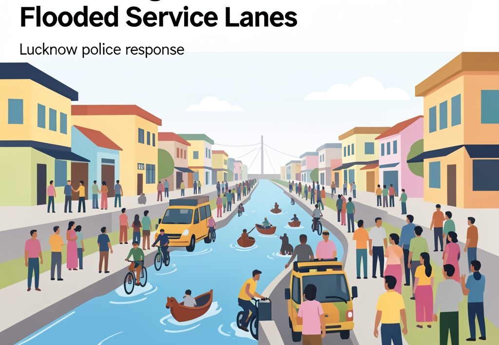 Illustration for Lucknow police response: Lucknow Police Response Steps Up Amid Rising Gomti Waters and Flooded Service Lanes
