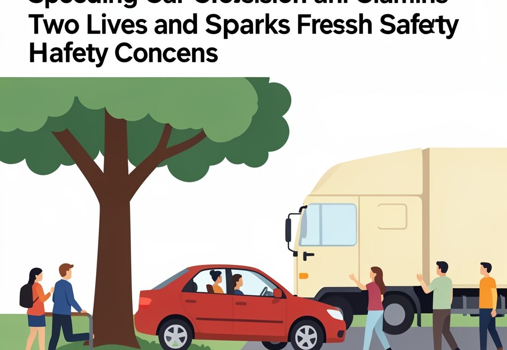 Illustration for Sagar-Kanpur Highway accident: Sagar-Kanpur Highway Accident: Speeding Car Collision Claims Two Lives and Sparks Fresh Highway Safety Concerns